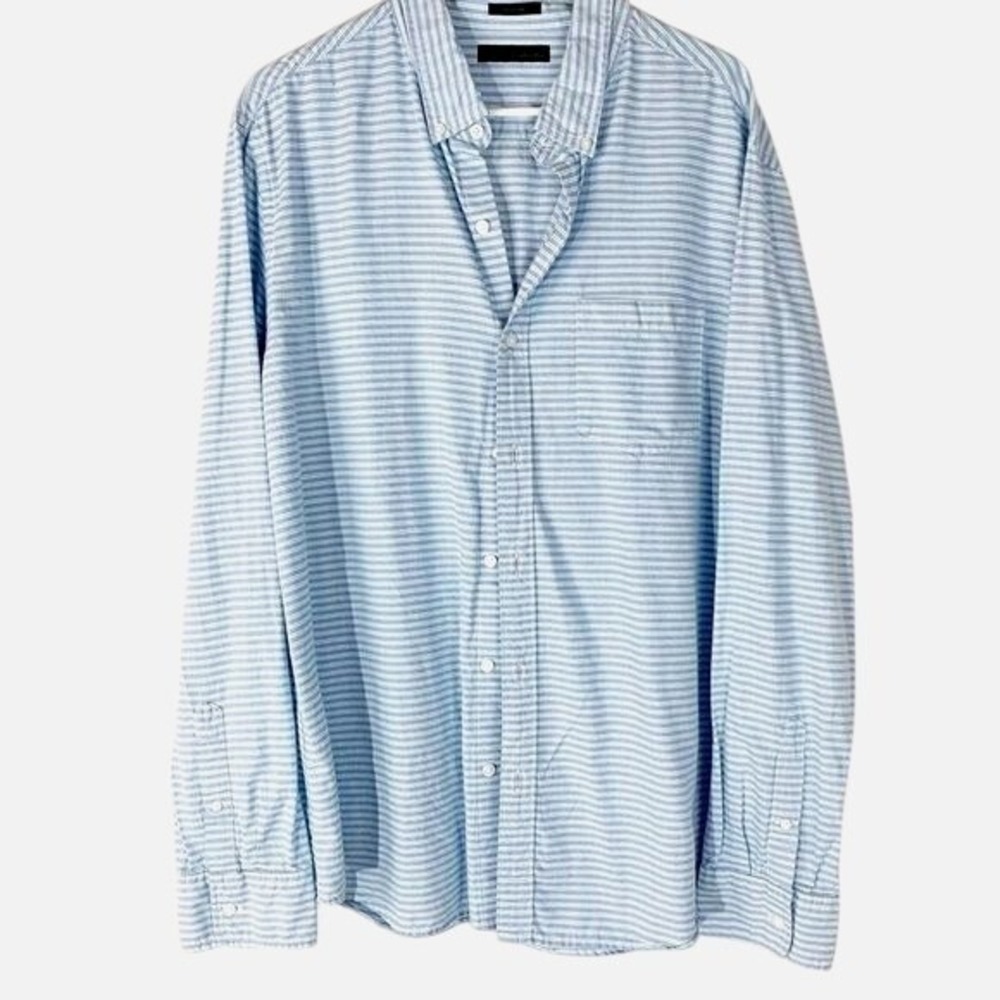 Hawker Rye Blue & White Striped Button‎ Up Shirt XL Regular Fit Preppy Office